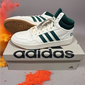 Adidas White and Dark Green High-Tops